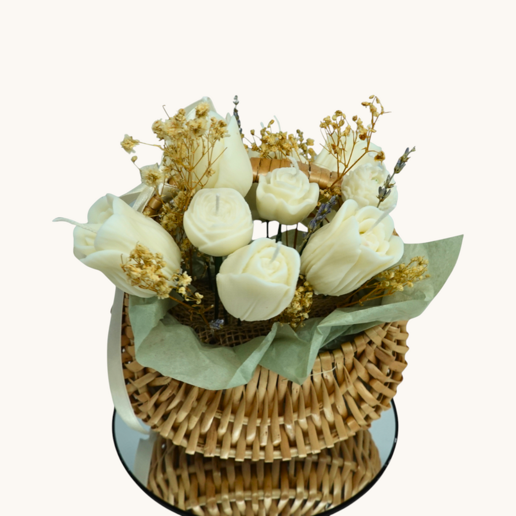 Rattan Basket – White Tulip