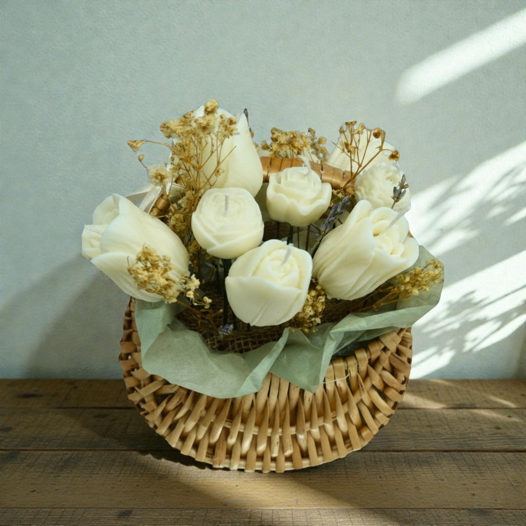 Rattan Basket – White Tulip