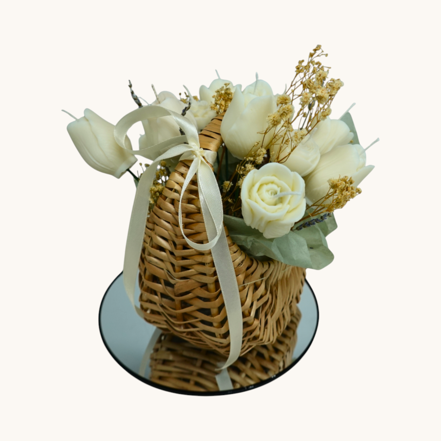 Rattan Basket – White Tulip