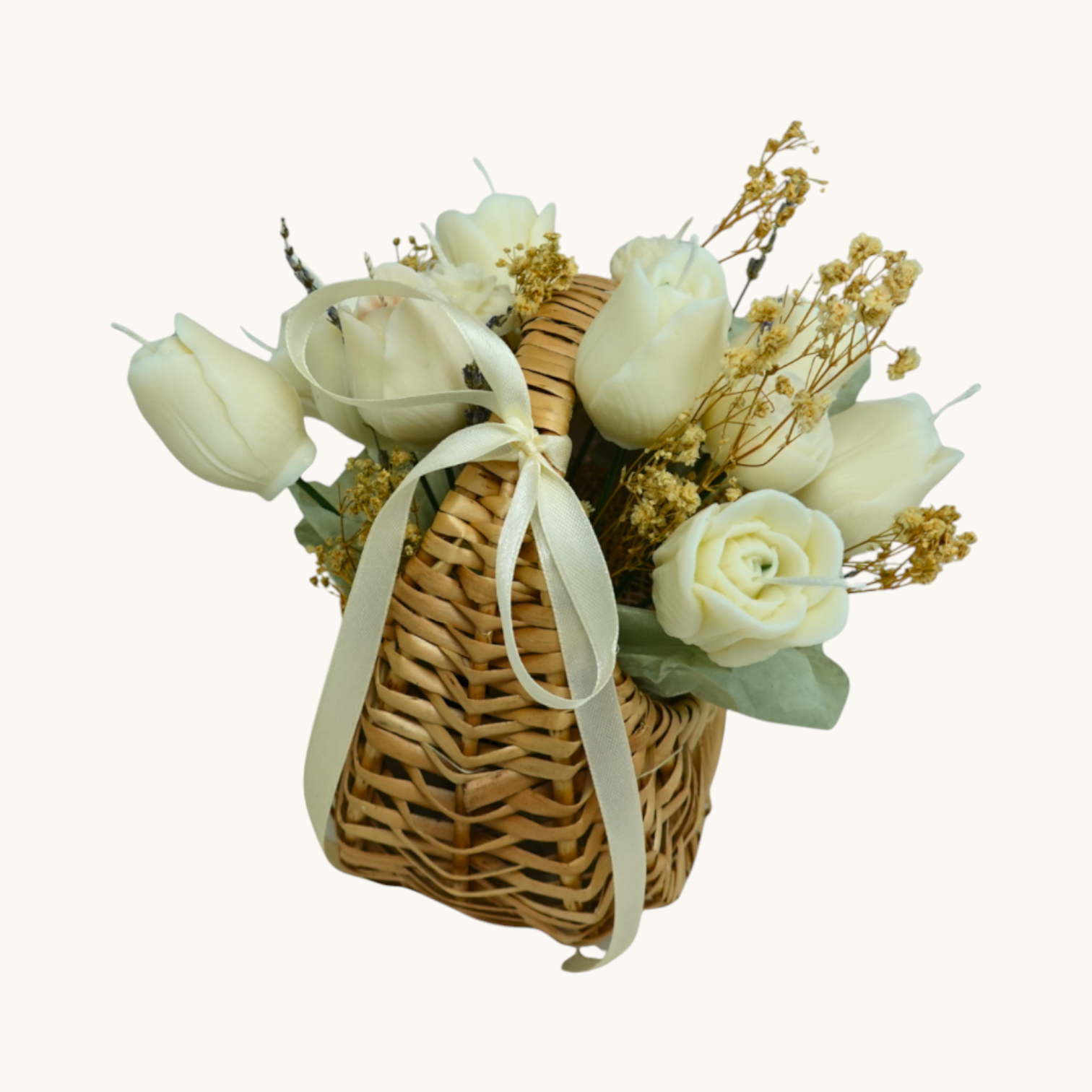 Rattan Basket – White Tulip