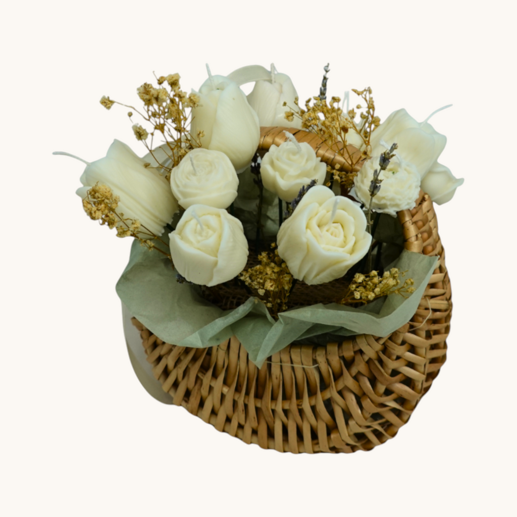 Rattan Basket – White Tulip