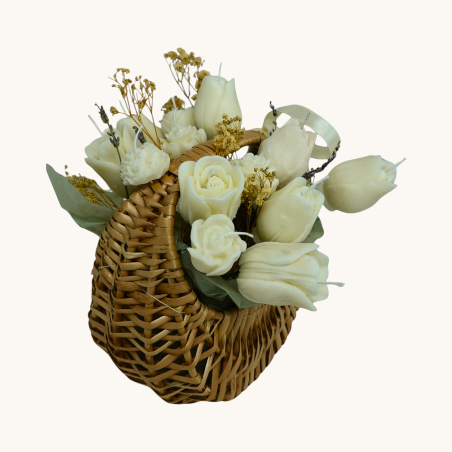 Rattan Basket – White Tulip