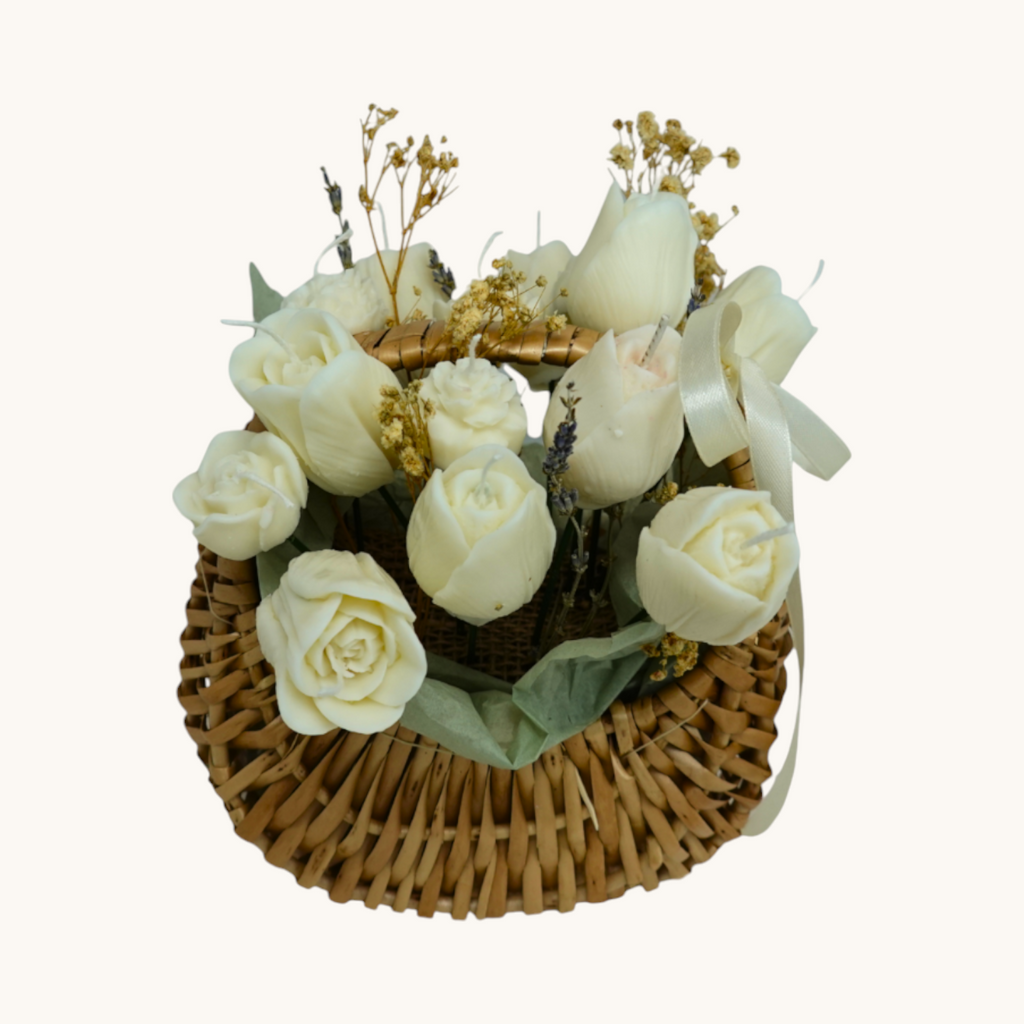 Rattan Basket – White Tulip