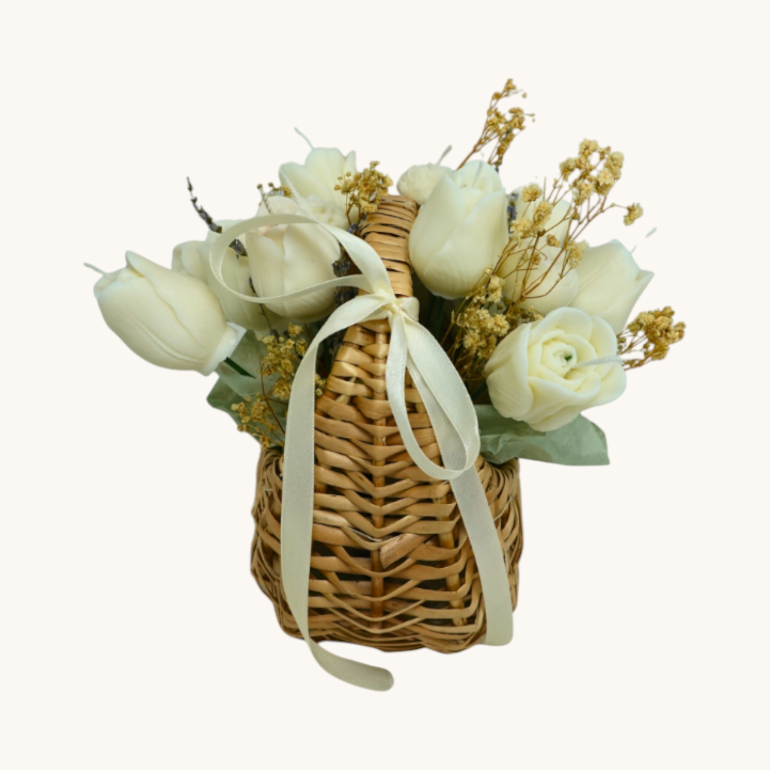 Rattan Basket – White Tulip