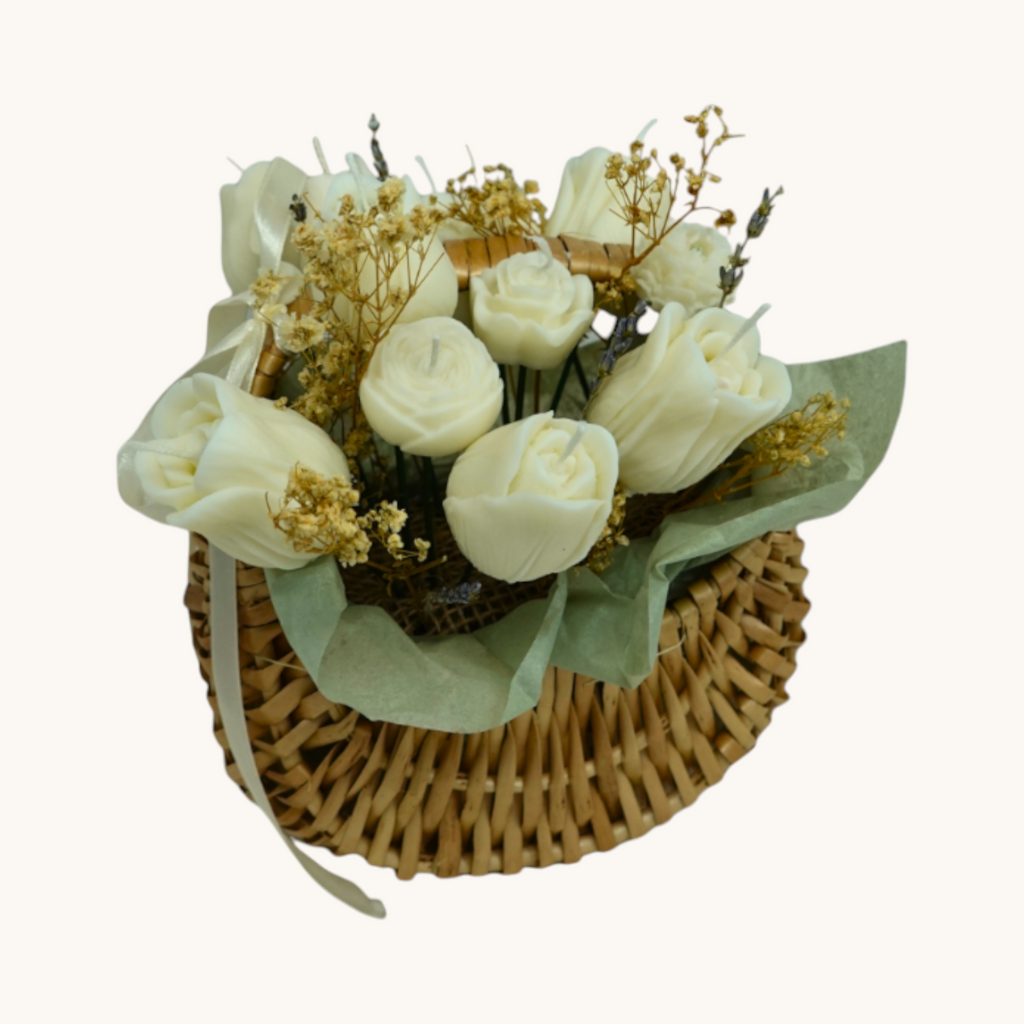 Rattan Basket – White Tulip