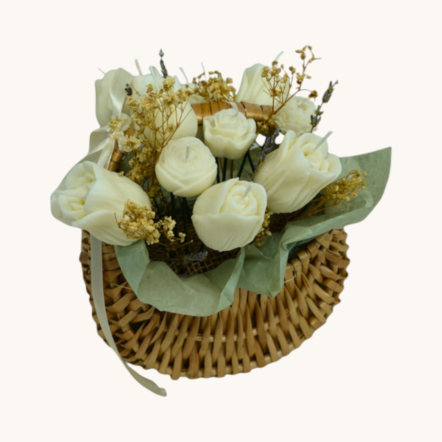 Rattan Basket – White Tulip