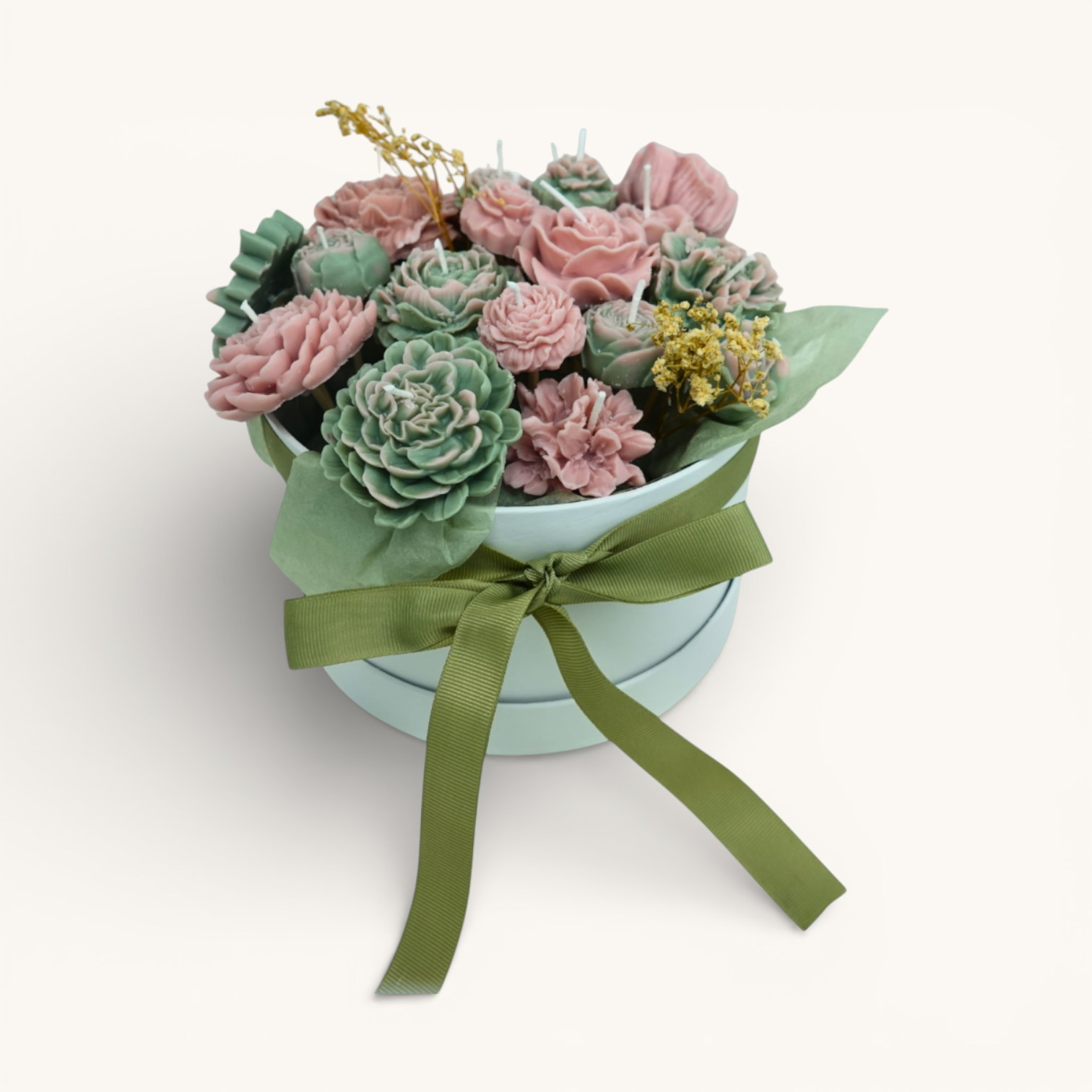 Floral Arrangement – Sage & Peach Whisper