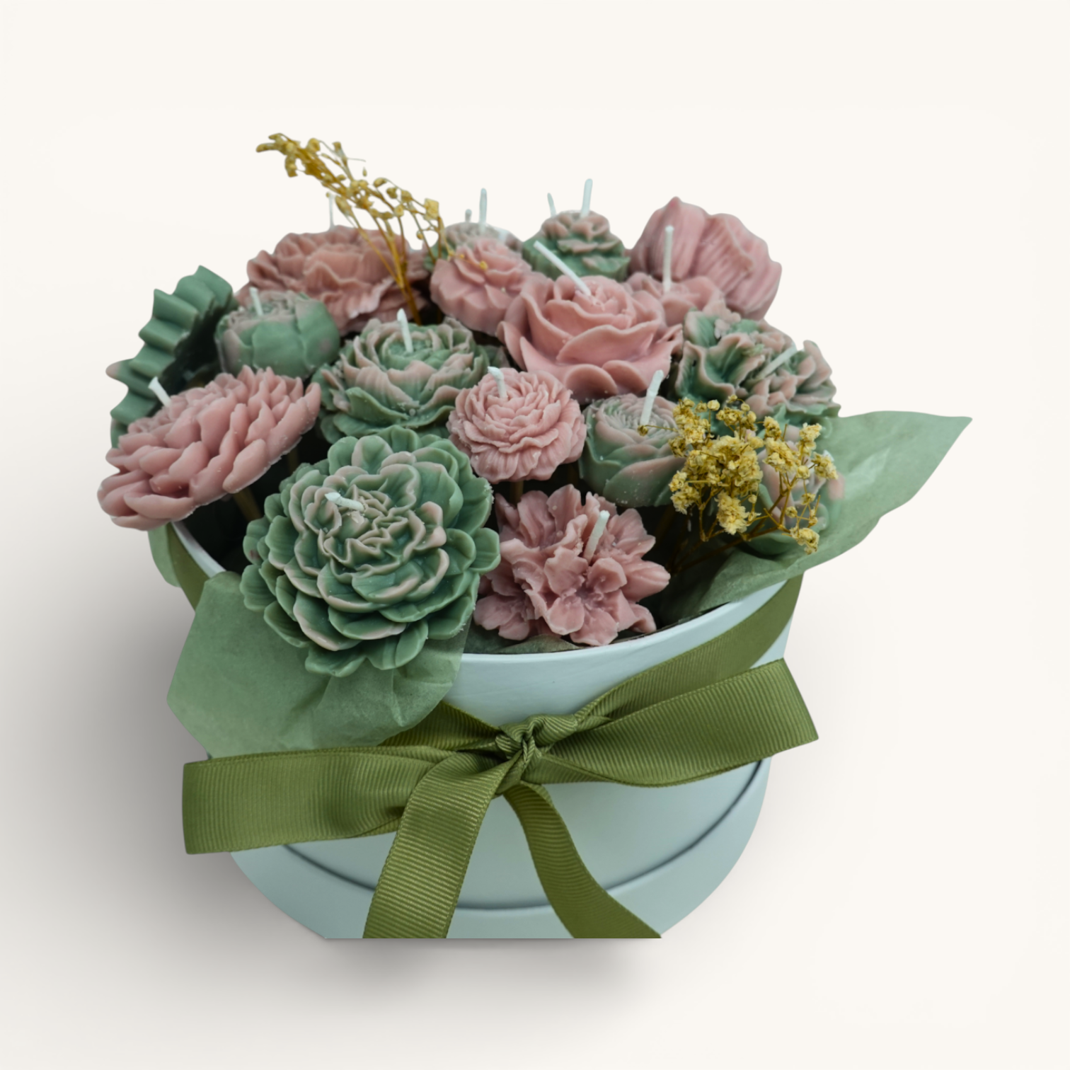 Floral Arrangement – Sage & Peach Whisper