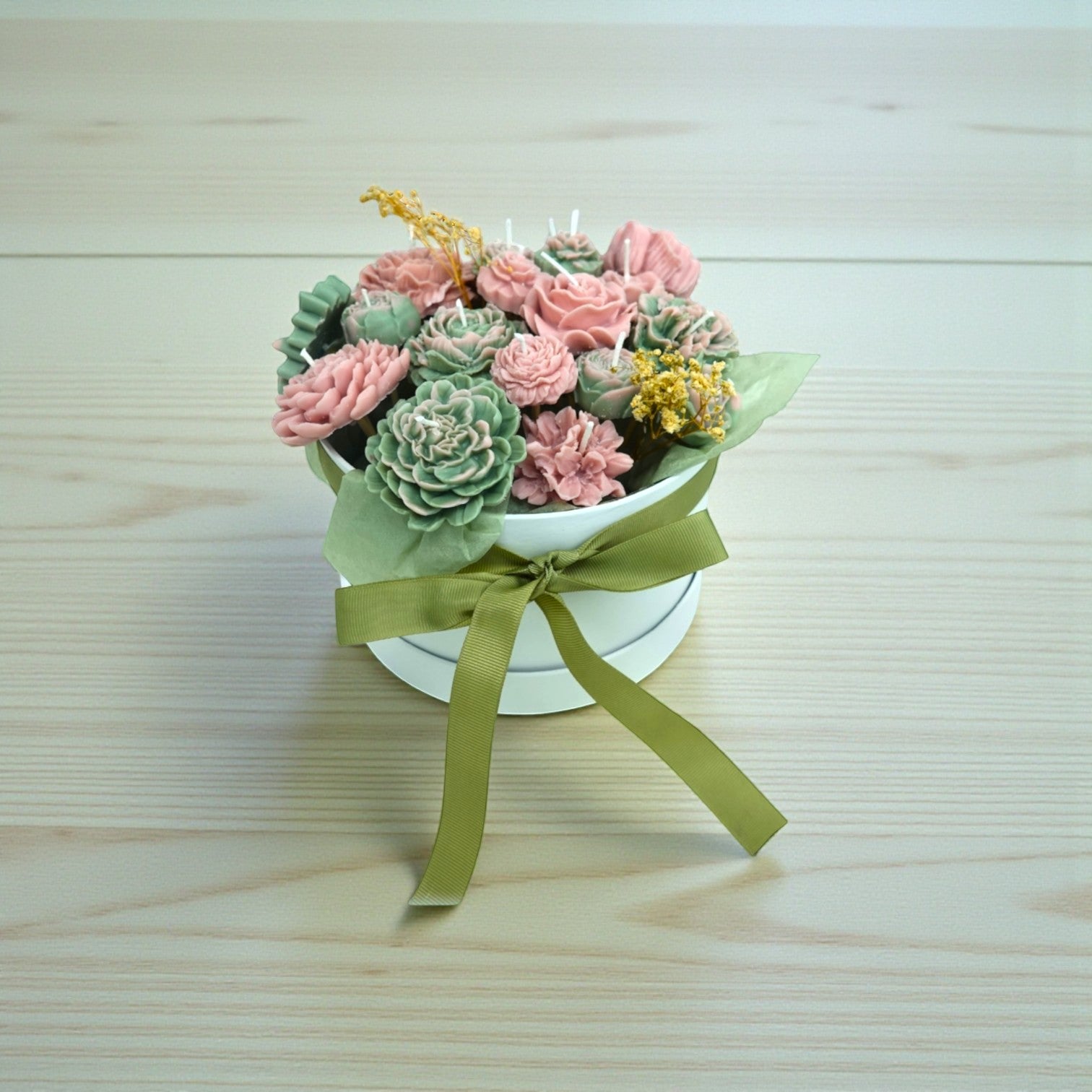 Floral Arrangement – Sage & Peach Whisper